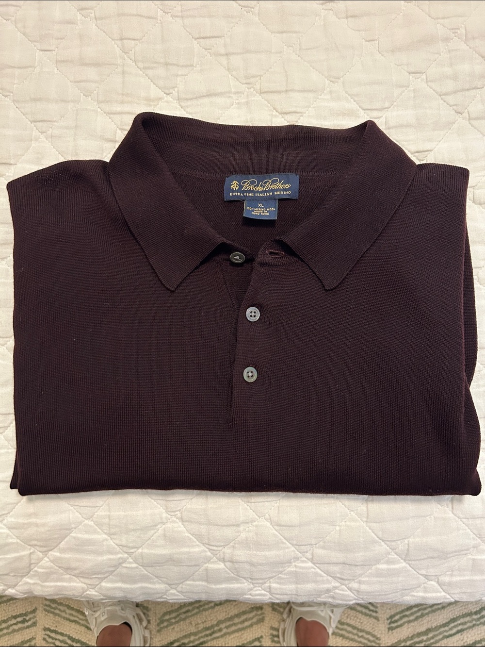 Brooks Brothers Ultimate 100% Merino Wool Polo Sweater Burgundy Size XXL